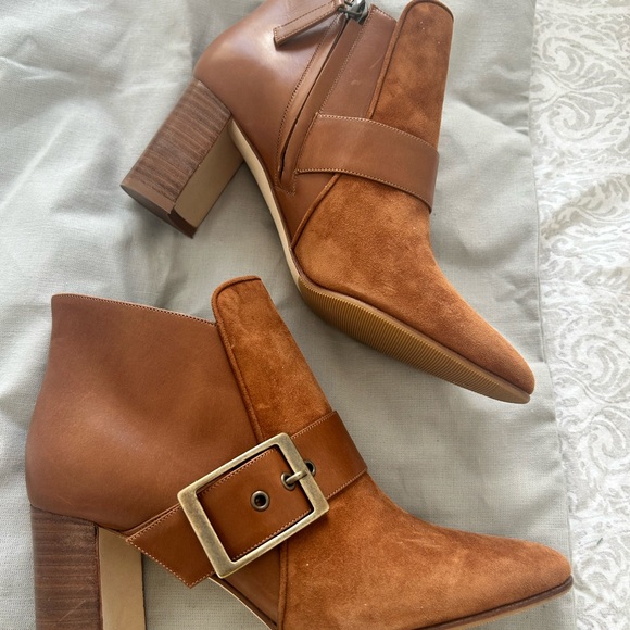 Manolo Blahnik Suede and Leather Booties - Size 35.5